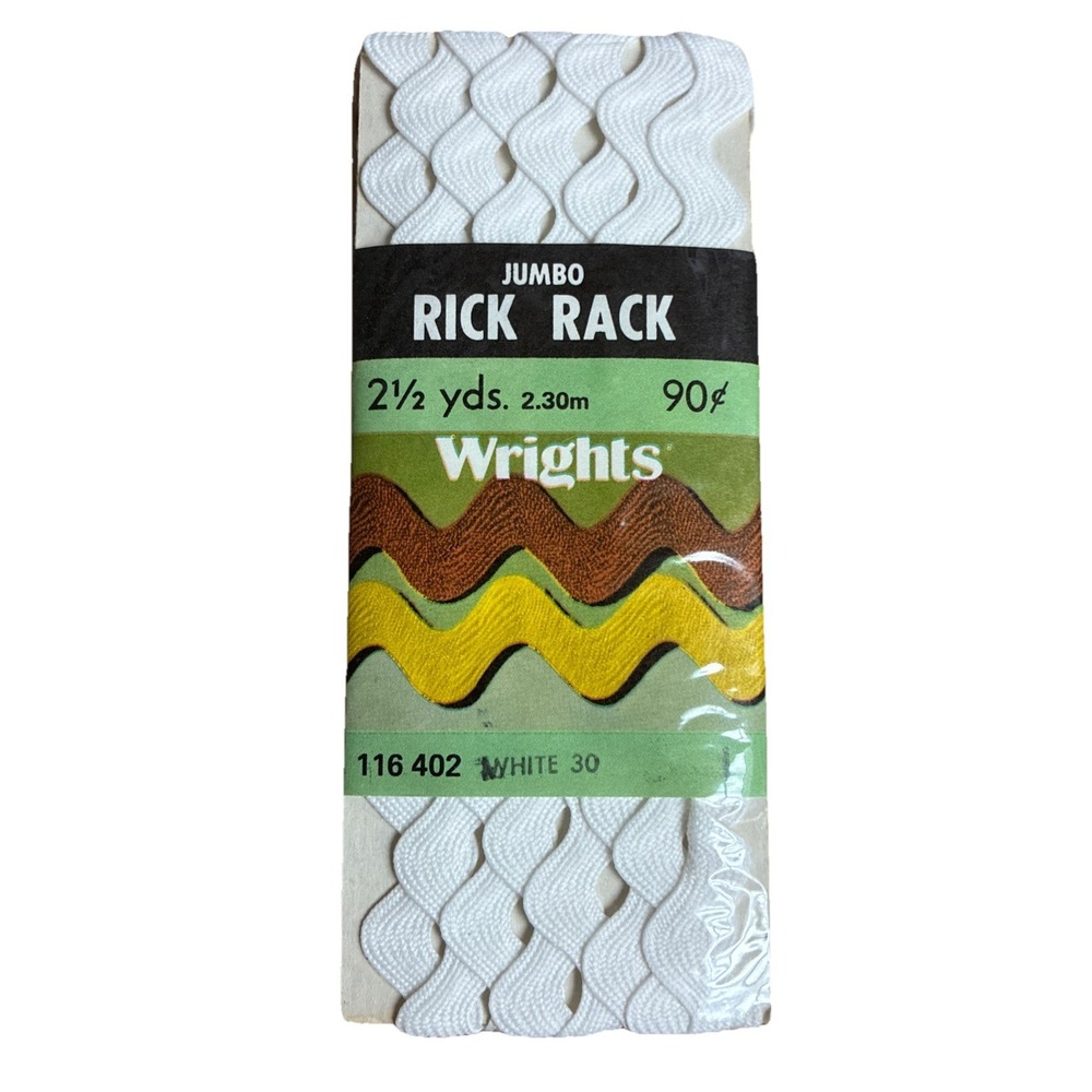 Wright's‎ Sewing RICK RACK White Jumbo 2.5 yards Vintage 1980